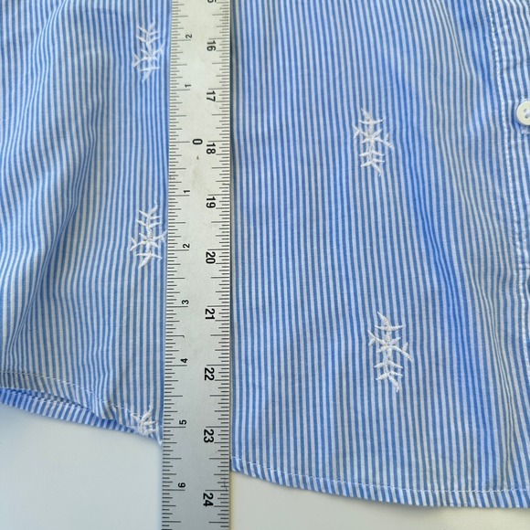 St John's Bay Top Embroidered Ruffle Neck Cotton Stripe Top Small Summer - Picture 10 of 10